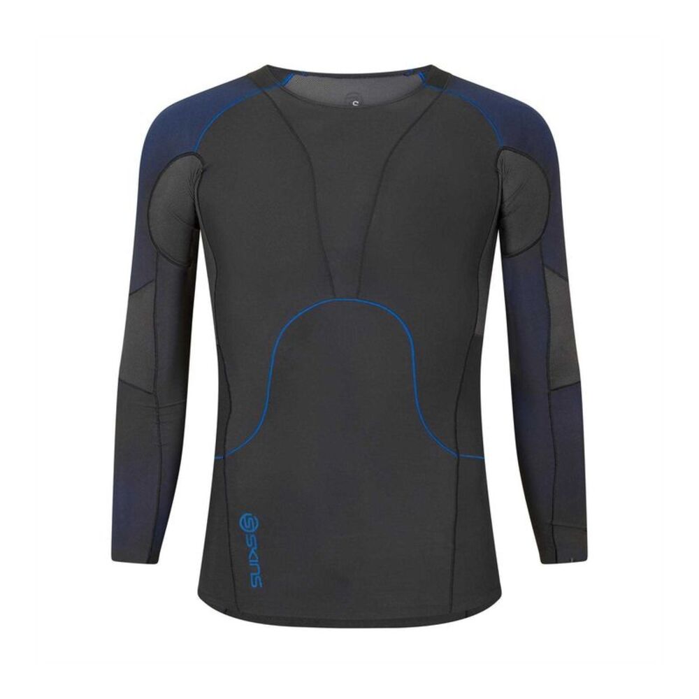 Skins Mens Contrast Sleeves Base Layer Top / Black